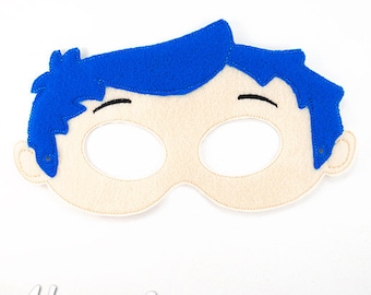 Blue Haired Boy Mask Embroidery Design, boy mask, machine embroidery, ITH mask, in the hoop mask,embroidery mask, 5x7, 6x10, boys costume