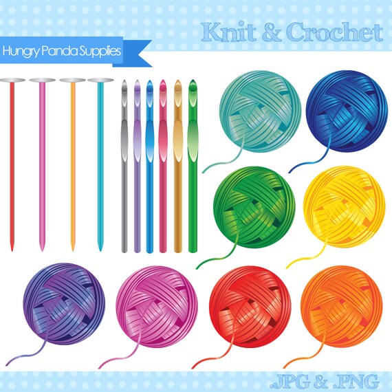 Knitting Digital Clipart Crochet Clipart Yarn Clip Art Needlework Clipart