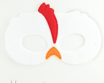 Chicken Mask Embroidery Design, chicken mask, chicken machine embroidery, ITH mask, in the hoop mask, embroidered mask, 5x7, 6x10, farm