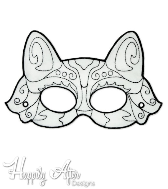Fox Mask Kolorowanki Projektowania Haftow Maska Lisa Haft Etsy Polska