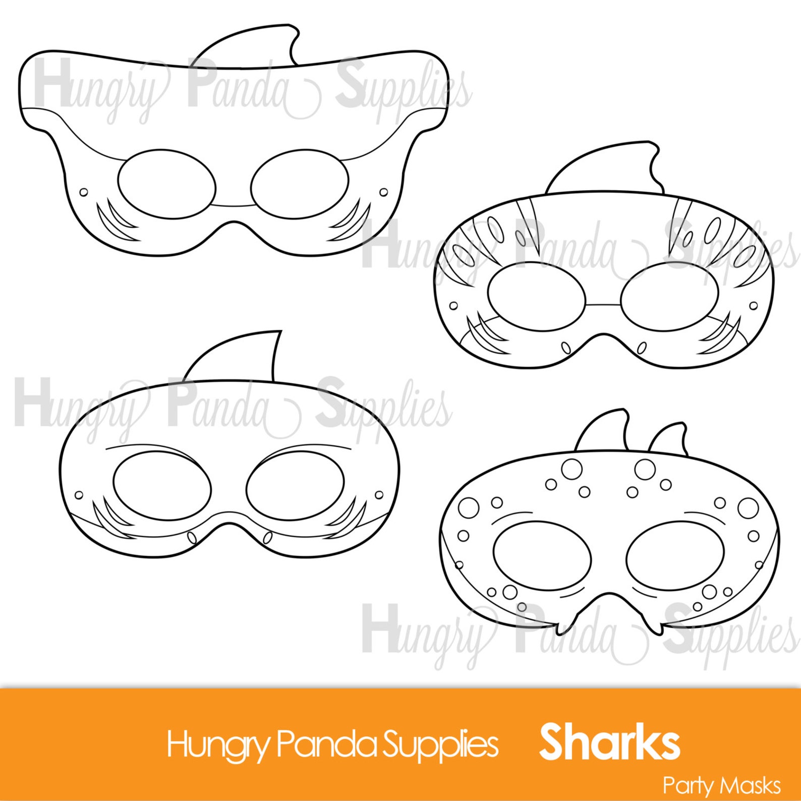 Sharks Printable Coloring Masks shark mask tiger shark - Etsy España