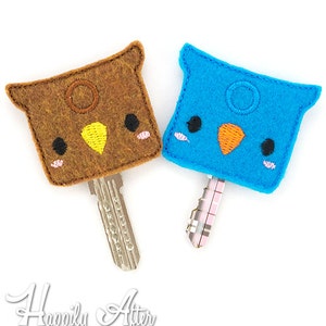 Hibou clé couvercle Design de broderie, broderie machine, ITH, dans l&#39;arceau, 4x4, clés confortable, porte-clés, broderie protège-clavier, protège-clavier chouette, hibou
