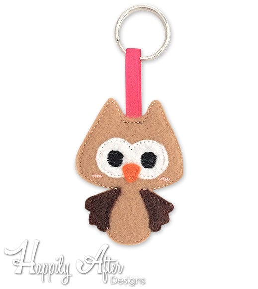 Owl Keychain Embroidery Design, owl, woodland, keychain embroidery, machine embroidery, ITH, in the