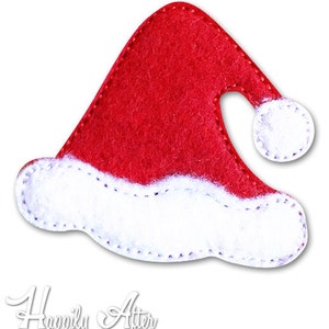Santa Hat Feltie Embroidery Design, christmas feltie, santa feltie, machine embroidery, ITH, in the hoop, 4x4, christmas embroidery, santa