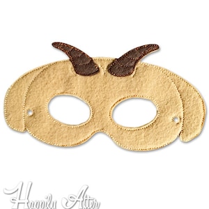 Goat Mask Embroidery Design, goat mask, machine embroidery, ITH mask, in the hoop mask, embroider mask, 5x7, 6x10, halloween costume, goat
