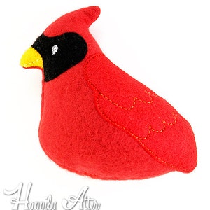 Cardinal Stuffie Embroidery Design, cardinal, bird, cardinal machine embroidery, ITH plushie, in the hoop, ith, stuffed, cardinal softie