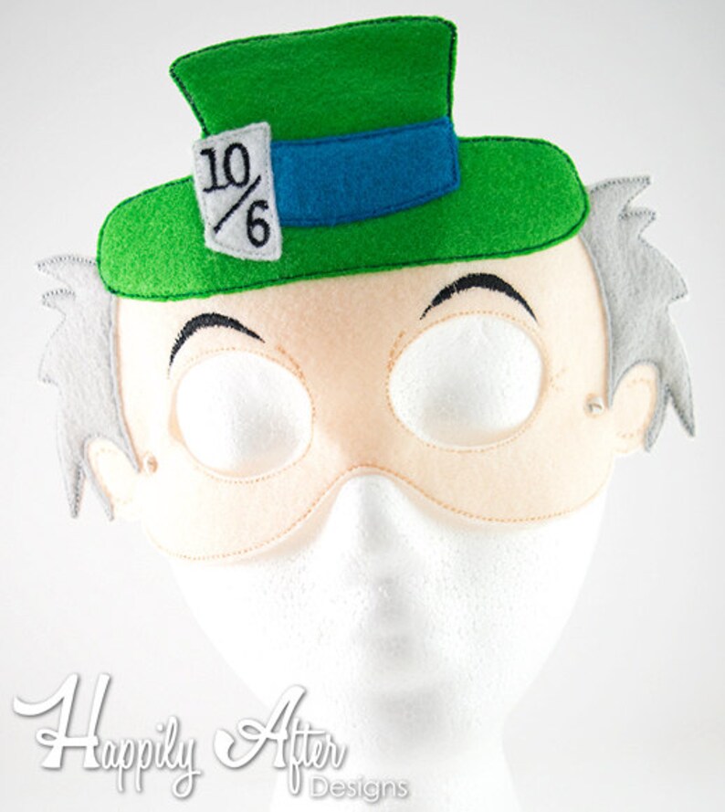 Mad Hatter Mask Embroidery Design Alice in Wonderland Mask Etsy Canada