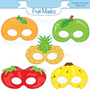 Fruits Printable Masks, strawberry mask, banana mask, orange, apple, pineapple, fruit costume mask, fruits, apple costume, printable mask