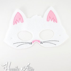 Cat Mask Embroidery Design, cat mask, machine embroidery, ITH mask, in the hoop mask, embroidered mask, 5x7, 6x10, kitten, kitty costume
