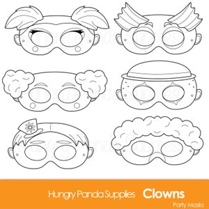 Clown Printable Coloring Masks, clown mask, clown masks, circus, clown costume, clowns masks, clown party