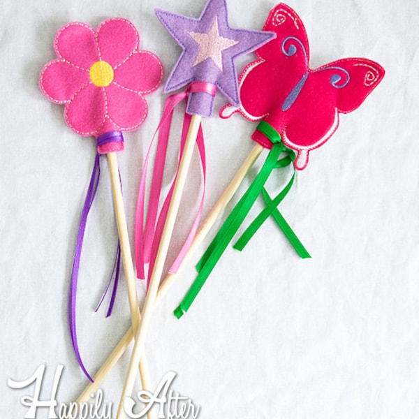 Fairy Wand Pencil Topper Embroidery Design, fairy wand, fairies, machine embroidery, ITH, in the hoop, 4x4, pencil topper, wand, magic