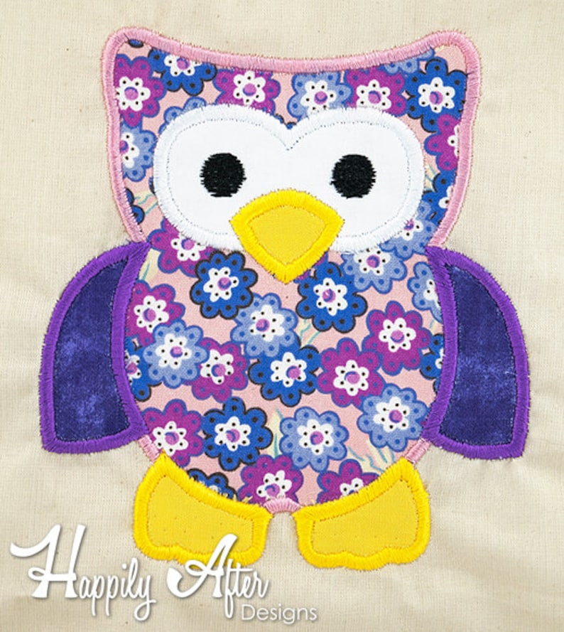 Owl Applique Embroidery Design Owl Applique Woodlands Owl Etsy