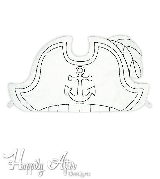 Pirate Hat Coloring Embroidery Design, Pirate Hat, Machine
