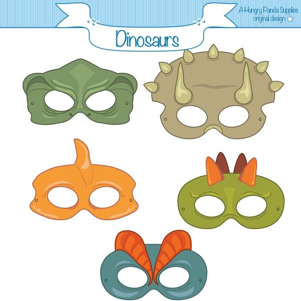 Dinosaurs Printable Masks, dinosaur mask, trex mask, triceratops, pterodactyl, stegosaurus, jurassic, dinosaur costume, dino, masks