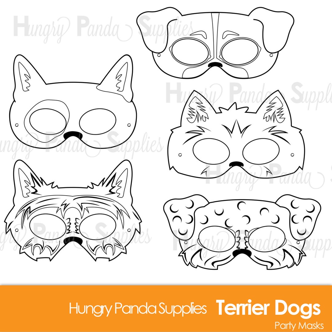 Dog Color Mask Terrier Dog Breed Printable Coloring Masks, Terrier Mask, Bull Terrier ...