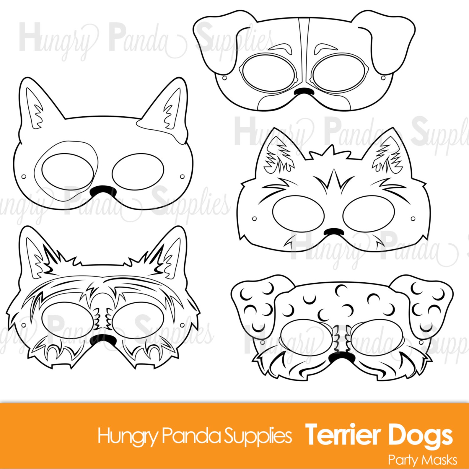 Terrier Dog Breed Printable Coloring Masks terrier mask bull | Etsy