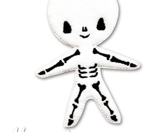 Skeleton Feltie Embroidery Design, skeleton feltie, skeleton, machine embroidery, ITH, in the hoop, 4x4, skeleton doll, halloween, bones