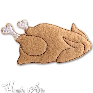 Cooked Turkey Feltie Embroidery Design, turkey feltie, turkey, thanksgiving, machine embroidery, ITH, in the hoop, 4x4, thanksgiving feltie