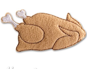 Cooked Turkey Feltie Embroidery Design, turkey feltie, turkey, thanksgiving, machine embroidery, ITH, in the hoop, 4x4, thanksgiving feltie