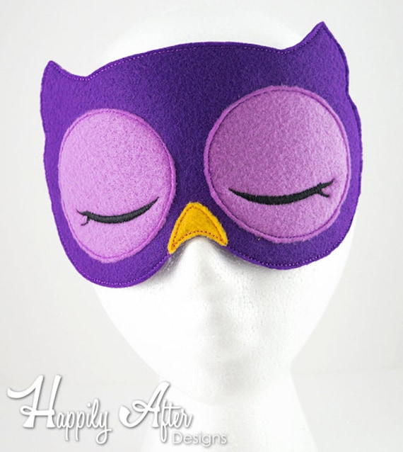 Buho sueño máscara bordado diseño, antifaz para dormir, bordado de máquina,  ITH máscara, la máscara de aro, bordado dormir máscara, 5 x 7, 6 x 10,  máscara de búho -  España