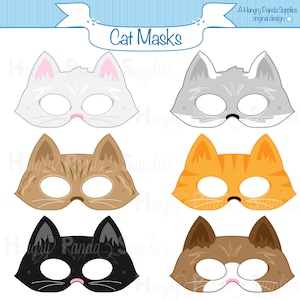 Cats Printable Masks, cat mask, kitten mask, kitty mask, animal mask, cat costume, kitties, feline, cat animal costume, halloween, print