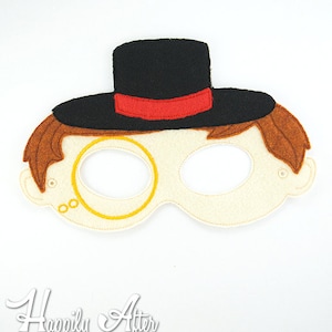 Ringmaster Mask Embroidery Design, boys mask, machine embroidery, ITH mask, in the hoop, embroidered mask, 5x7, 6x10, circus, carnival mask