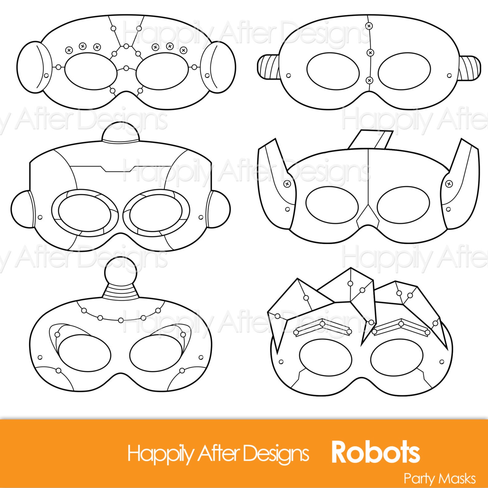 Robots Printable Coloring Masks Robot Mask Bots Mask Robot Etsy