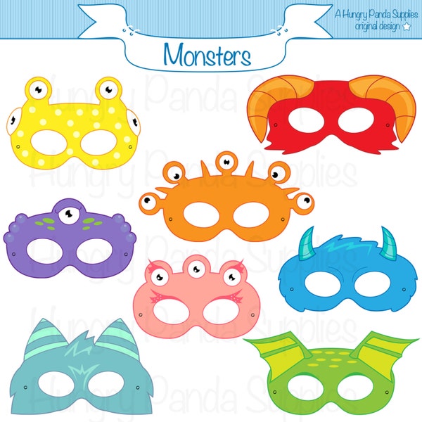 Monster Printable Masks, halloween masks, monsters, monster costume, monster party, halloween party, printable masks, kids mask, creatures