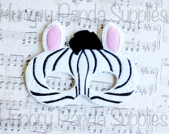 Zebra Mask Embroidery Design, zebra mask, machine embroidery, ITH mask, in the hoop mask, embroider mask, 5x7, 6x10, jungle animal