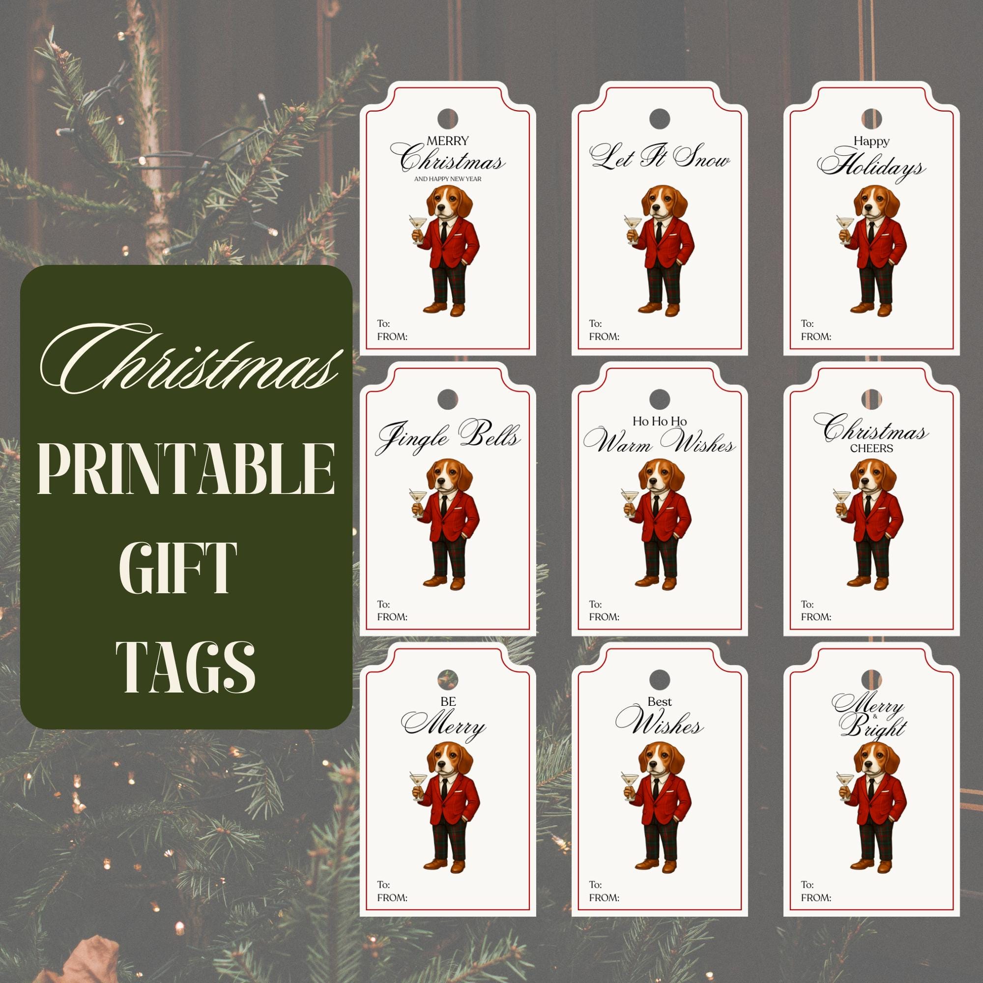 Beagle Labels Beagle Christmas Gift Tags – Printable Holiday Labels (PDF) - Etsy