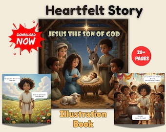 Jesus Märchenbuch für Kinder Christliche illustrierte Bibelgeschichte Glaubensbasierte Kinderbilderbuch Sanfter Evangeliumsunterricht | Druckbare Download