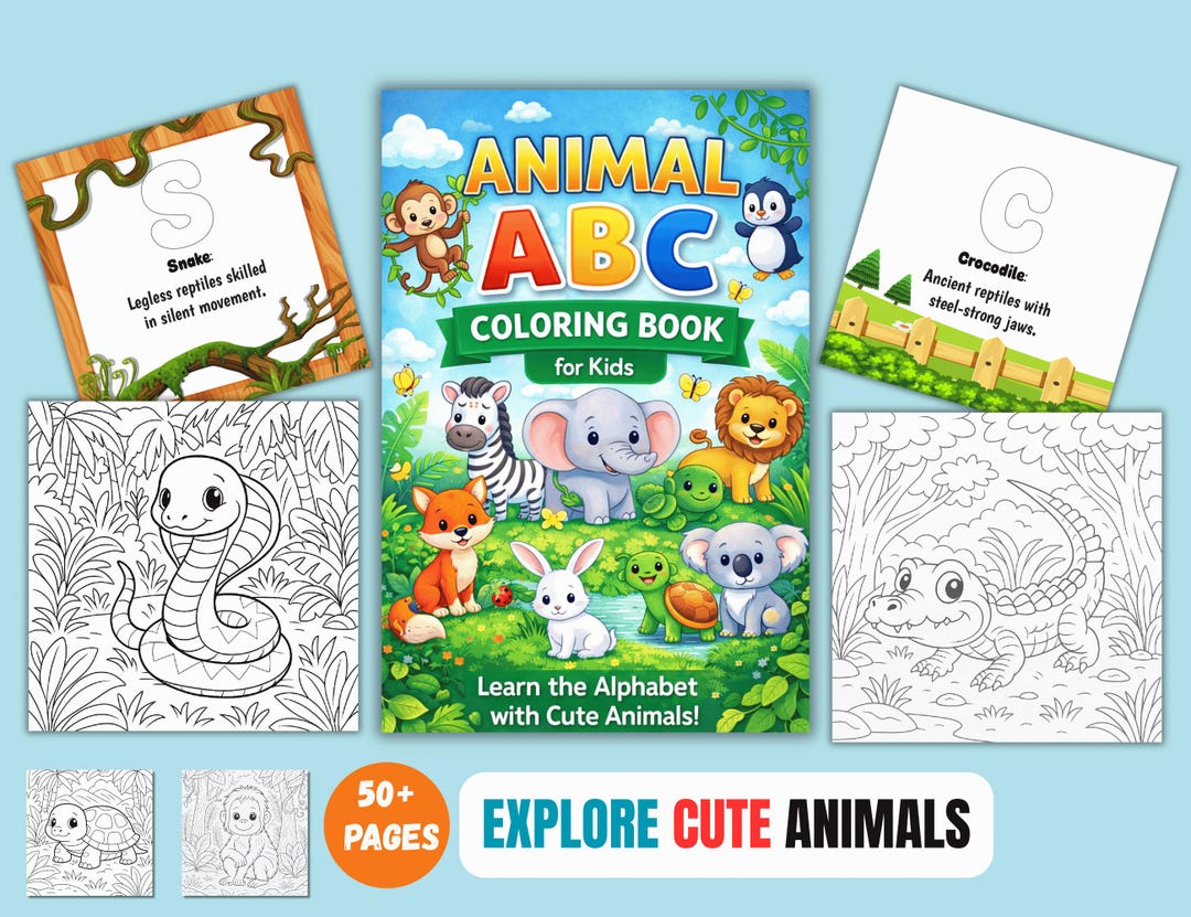 Animal ABC Coloring Book for Kids | Alphabet Learning With Cute ...