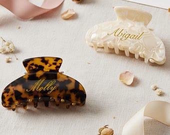 Custom Name Hair Claw Clip Engraved Acetate Hair Clip Bridesmaid Gift Wedding Hair Accessories Birthday Gift for Her