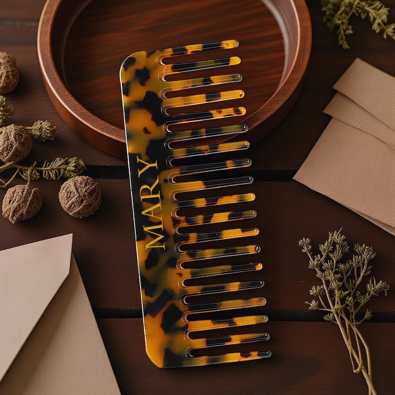 Custom Name Hair Comb, Vintage Acetate Comb, Personalized Gift for Her, Bridesmaid Gift, Wedding Gift, Birthday Gift for Women image 9