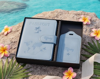 Personalized Passport Holder with Logo & Name, Gift Box Included, Custom Travel Wallet, Honeymoon Gift, Wedding Favor, Bridesmaid Gift