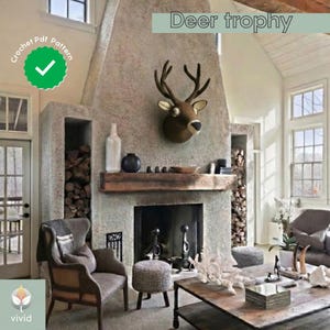 Patrón de crochet para trofeo de ciervo: decoración de pared con cabeza de ciervo en 3D (descarga digital)