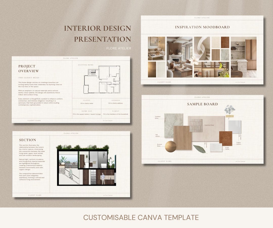 Modelo de Apresentação de Design de Interiores | Painel Conceitual do ...
