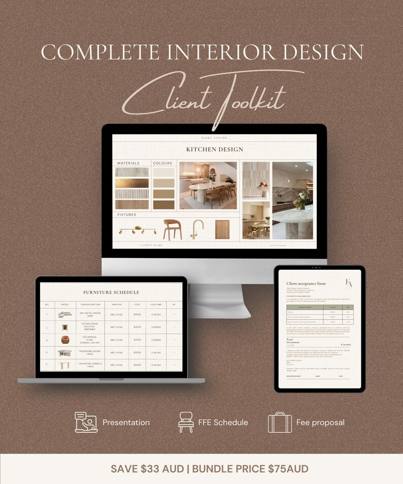 Interior Design Client Toolkit | Presentation Template, FF&E Schedule ...