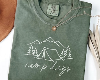 Comfort Colors® Camping Shirt, Outdoors Adventure T-Shirt, Summer Vacation Shirt, Camping Graphic Tee, Nature Lover Gifts, Happy Camper Tee