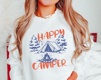 Happy Camper Shirt, Camp Life Sweatshirt, Outdoor Adventure Top, Nature Lover Gift, Camping Sweater, Summer Camp Gift For Family Friends