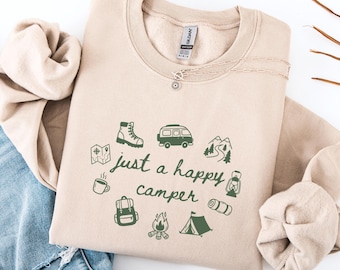 Happy Camper Shirt, Camp Life Sweatshirt, Outdoor Adventure Top, Nature Lover Gift, Camping Sweater, Camping Trip Gift For Family Friends