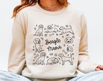 Beagle Mama Doodle Style Sweatshirt, Dog Owner Gift, Beagle Mom Shirt, Trendy Dog Mom Shirt, Mothers Day Gift For Dog Mom, Beagle Lover Gift