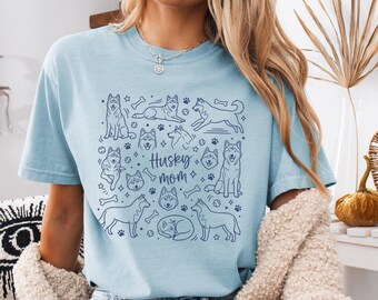 Comfort Colors® Husky Mom Shirt, Trendy Dog Mom Tee, Siberian Husky Lover Gift, Dog Lover Apparel, Gift For Dog Mom, Husky Owner Shirt