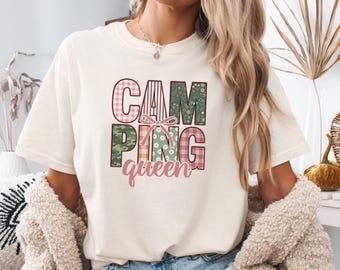 Comfort Colors® Camping Queen Shirt, Coquette Camping Shirt for Women, Outdoorsy RV Camping Tee, Nature Lover Gift, Camper Life, Glamping