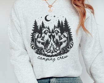Funny Camping Sweatshirt, Camping Crew Shirt, Racoon Nature Lover Gift, Matching Camping Trip Shirts, Outdoor Adventure Shirt, Camp Life Top