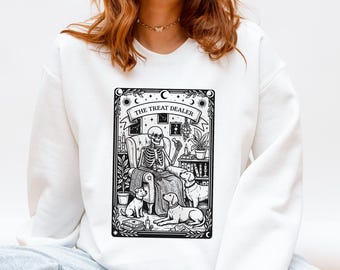 Treat Dealer Dog Shirt, Skeleton Tarot Card Sweatshirt, Gift For Dog Person, Funny Tarot Card Design, Dog Owner Women Men Shirt, Dog Mom Tee