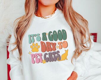 Funny Cat Mom Sweatshirt, Retro Cat Shirt for Women, Cat Lover Gift, Funny Animal Meme Sweater, Pet Parent Humor Crewneck, Pet Lover Apparel