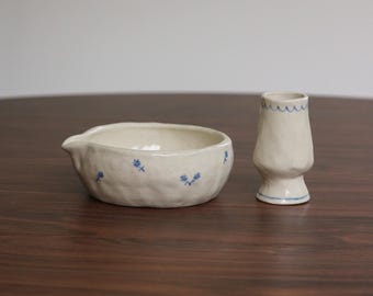 Matcha Bowl Ceramic Set | Floral | Inspirational Quotes | Handmade