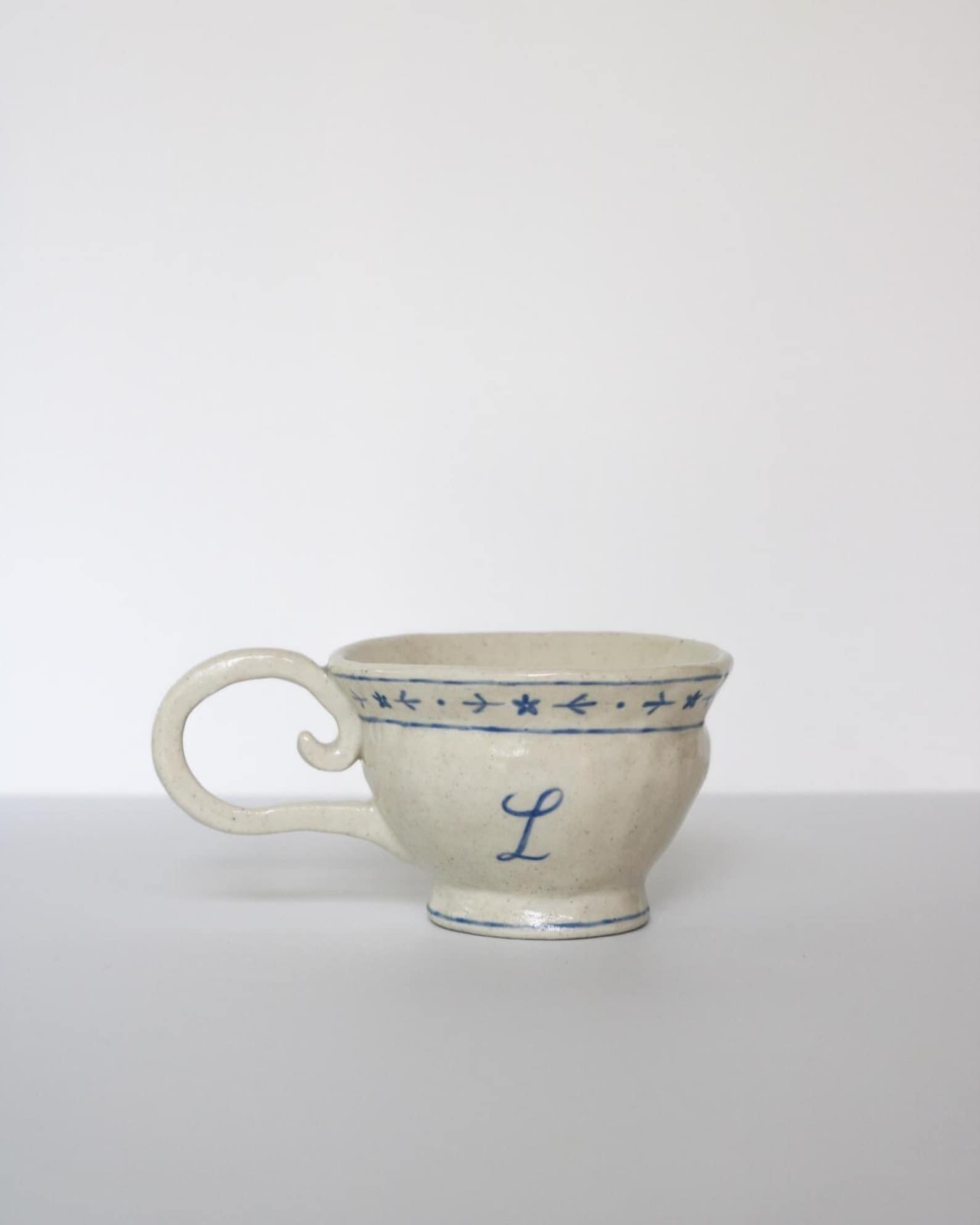 Handmade Floral Initial Mug | Ceramic Tea Cup