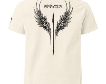 Valkyrie Wings T-shirt | Windborn Viking Spear, Oversized Print